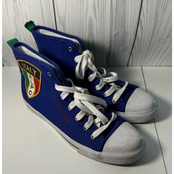 Polo by Ralph Lauren Other - Ralph Lauren Polo 67 Italy Rudy Blue High Top  Men Size 11D Sneakers (READ)